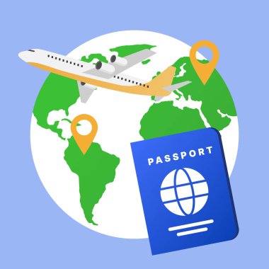 Pasaport ve Dünya Haritası ile Uçak Seyahati 
