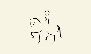 line art horseman logo design clipart