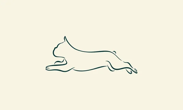 Linje Konst Bulldog Hoppning Logotyp — Stock vektor