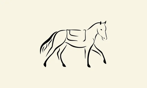 Line Art Kůň Drezurní Logo — Stockový vektor