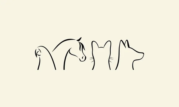 Linha Arte Animais Design Logotipo — Vetor de Stock