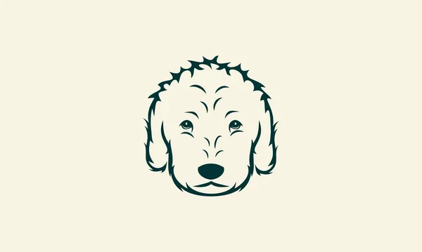 Linha Arte Poodle Logotipo Modelo — Vetor de Stock