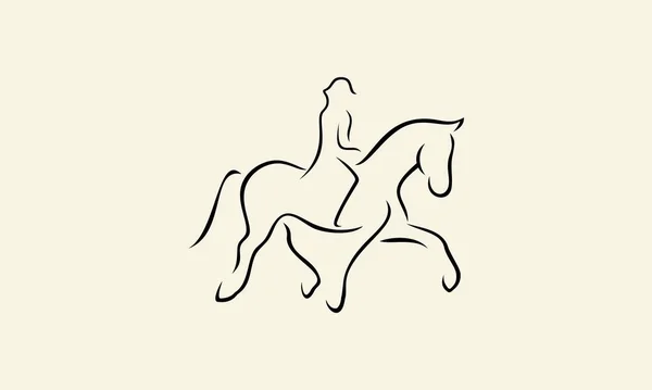 Çizgi Sanat Atı Logosu Tasarımı — Stok Vektör