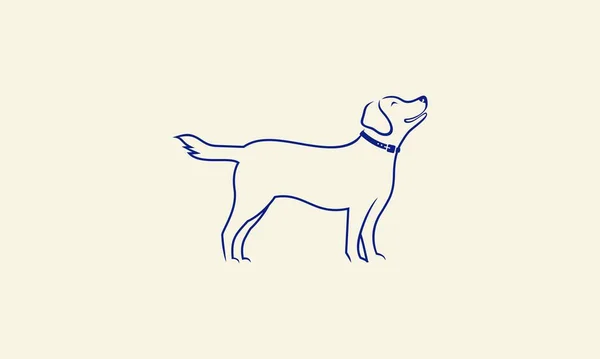 Linha Arte Cão Logotipo Design — Vetor de Stock