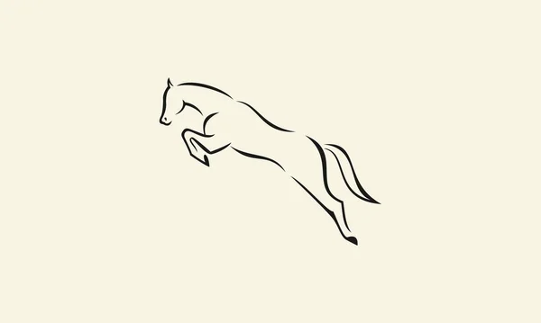 Linea Arte Cavallo Salto Logo — Vettoriale Stock