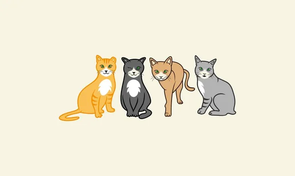 Silüet Pasifleştirilmiş Kedi Logosu Tasarımı — Stok Vektör