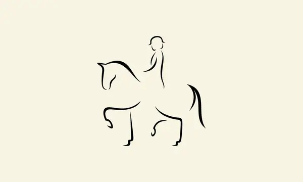 Line Art Horseman Logo Design — Stock Vector