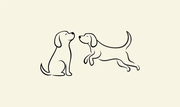 Γραμμή Τέχνη Σκυλί Διασκέδαση Λογότυπο — Διανυσματικό Αρχείο
