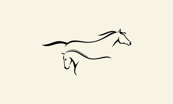 Line Art Horse Head Logo — Stock Vector