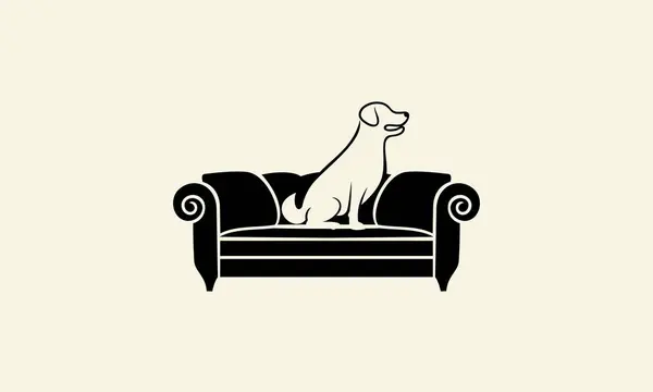 Σιλουέτα Σκύλος Και Λογότυπο Του Καναπέ — Διανυσματικό Αρχείο
