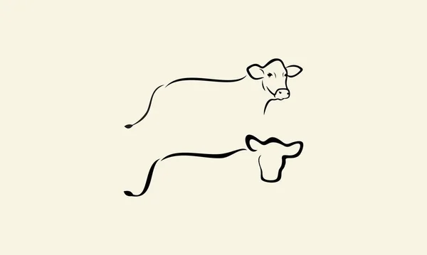 Linha Arte Vaca Logotipo Modelo —  Vetores de Stock