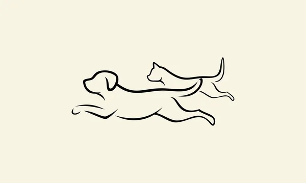 Line Art Pet Jumping Logo — Stock Vector