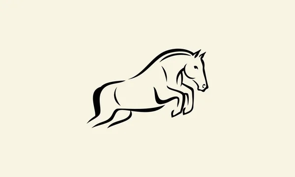 Γραμμή Τέχνη Άλογο Άλμα Λογότυπο — Διανυσματικό Αρχείο
