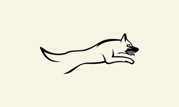 Linje Konst Hund Hoppning Logotyp — Stock vektor