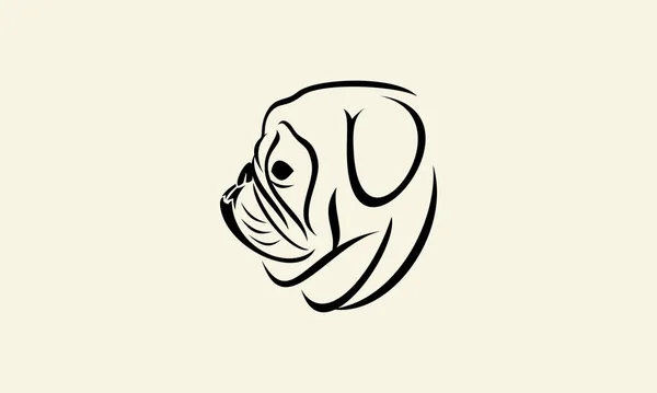 Linha Arte Bulldog Rosto Logotipo — Vetor de Stock