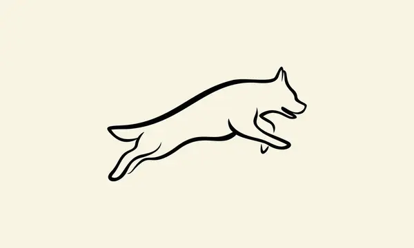 Linha Arte Cão Salto Logotipo — Vetor de Stock