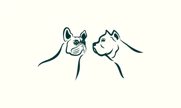 Ligne Art Bulldog Visage Logo — Image vectorielle