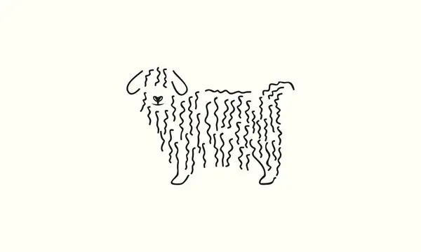 Linia Sztuka Owca Logo Szablon — Wektor stockowy
