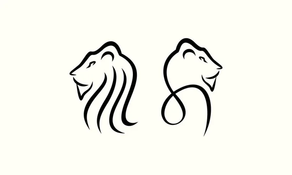 线条艺术狮头标识 — 图库矢量图片