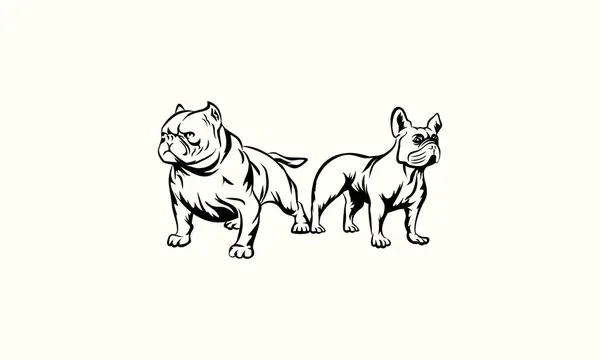 Linje Konst Bulldogg Logotyp Mall — Stock vektor