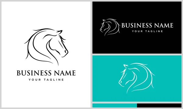 Linha Arte Cavalo Logotipo Modelo —  Vetores de Stock
