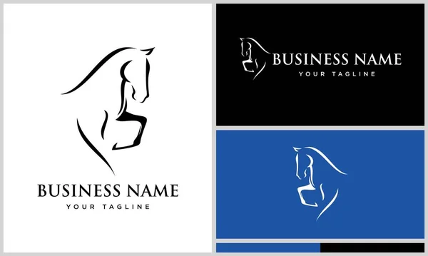 Line Art Head Horse Logo — Stock Vector