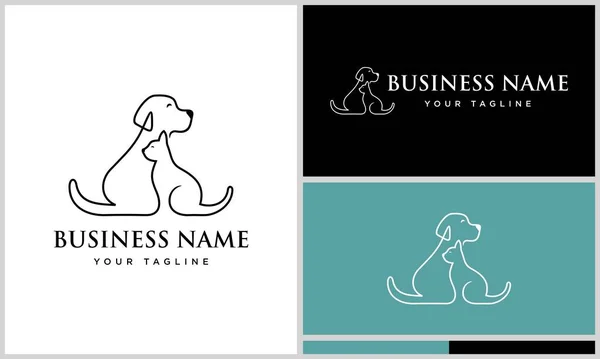 Linha Arte Cão Logotipo Modelo — Vetor de Stock