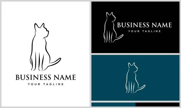 Linha Arte Gato Logotipo Modelo — Vetor de Stock