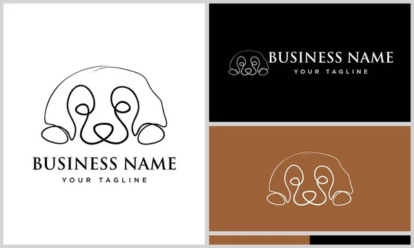 Linha Arte Cão Cabeça Logotipo — Vetor de Stock