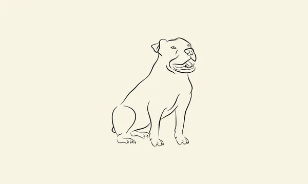 Línea Arte Bulldog Logotipo Plantilla — Vector de stock