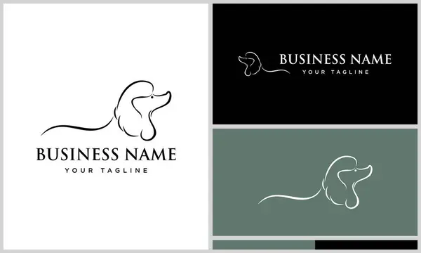 Linha Arte Poodle Logotipo Design — Vetor de Stock