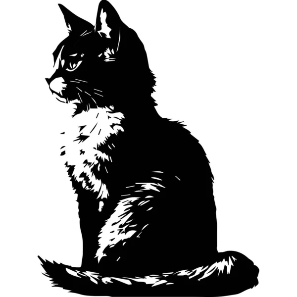 Cute Cat Sitting Side Profile — Stockvektor