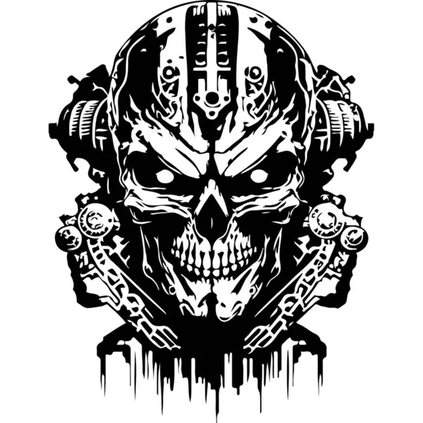 Mechanische Skull Evil Robot Face — Stockvector