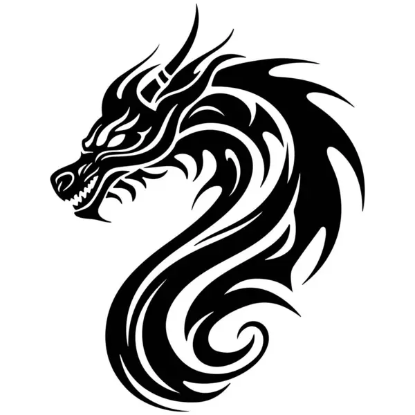 Tribal Dragon Fantasy Schepsel Tattoo — Stockvector