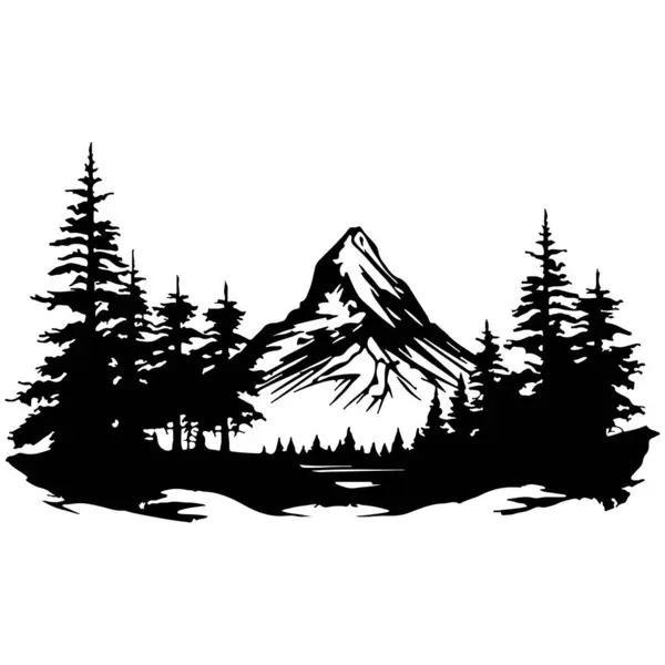 Mountain Scene Pine Trees — Stock Vector
