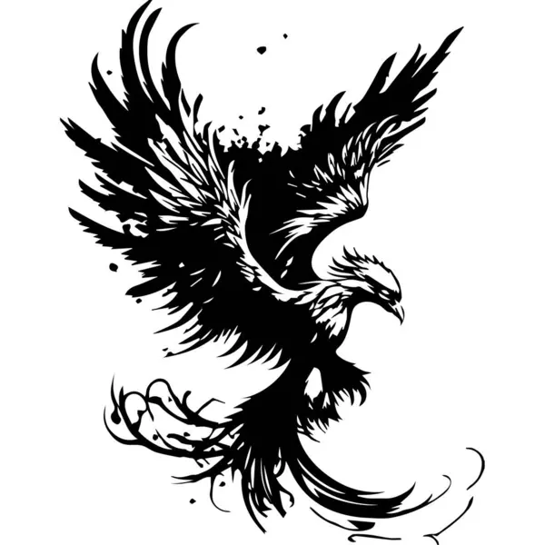 Flying Phoenix Fantasy Fire Bird — Stock Vector