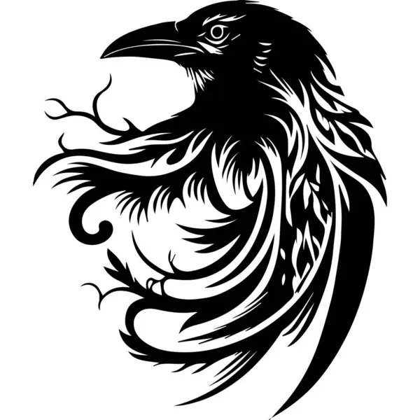 Tribal Cuervo Pájaro Celta Tatuaje — Vector de stock