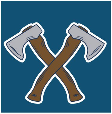 Çapraz balta, çapraz ateş baltası vektör illüstrasyonunda çapraz balta.