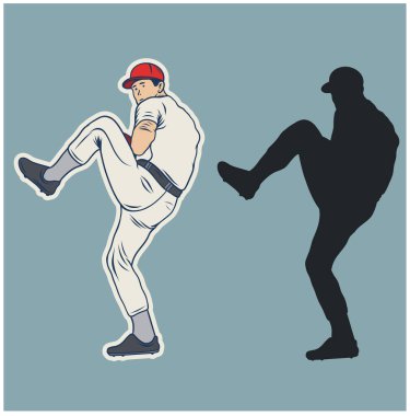 beyzbolcu siluet vektör illüstrasyon vuruşu home run yap