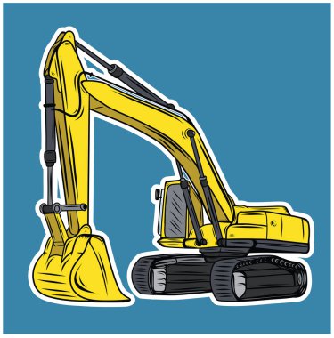 Kazı logosu şablonu vektörü. İnşaat şirketi için ağır ekipman logosu vektörü. Logo şablonu için yaratıcı kazıcı çizimi.