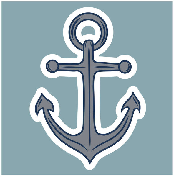 Векторная иллюстрация, монохромный морской якорь на белом фоне. Простая форма для дизайна логотипа, символа, знака, значка, этикетки, печати.