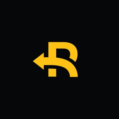Geriye doğru ok ögesi olan ve ters yön gösteren bir logo harfi R