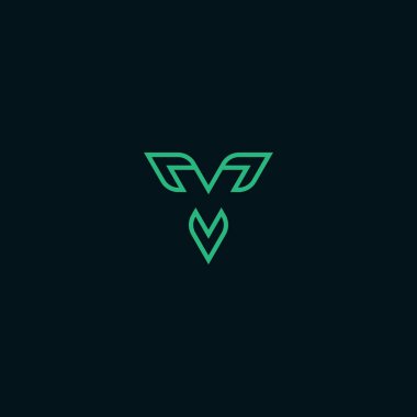 V harfini oluşturan üçgen logo ve sonunda bir yaprak elementi var. Çizgi sanatı tarzında yapılmış. Düzenlenebilir ve kullanımı kolay