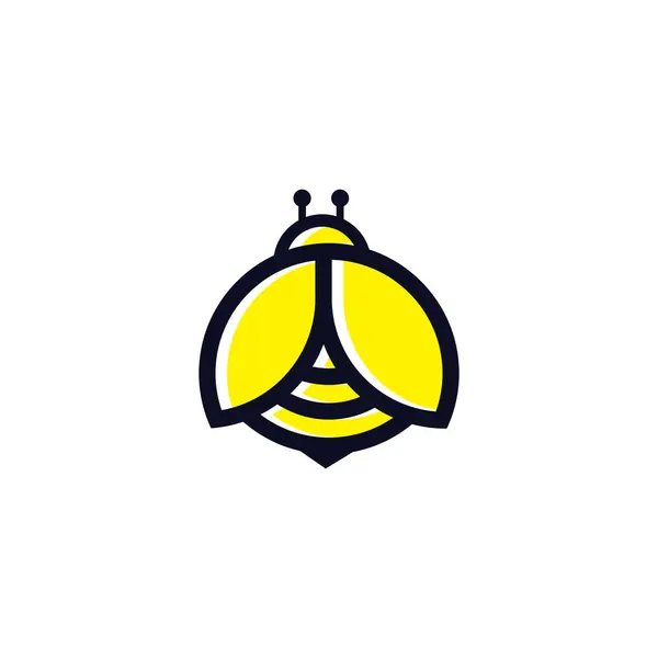 シンプルでユニークで陽気なミツバチのロゴ ロゴとして適した — ストックベクタ