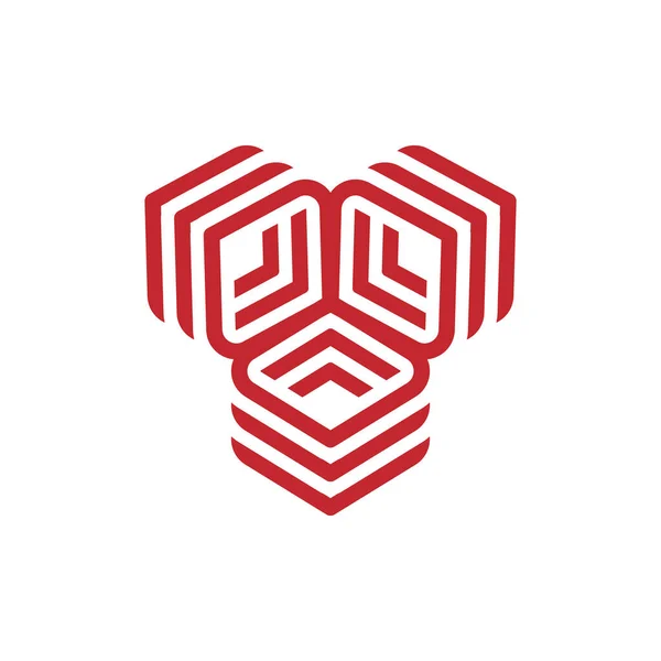 Λογότυπο Που Σχηματίζεται Από Κουτιά Κατασκευασμένα Στυλ Τέχνης Γραμμή — Διανυσματικό Αρχείο