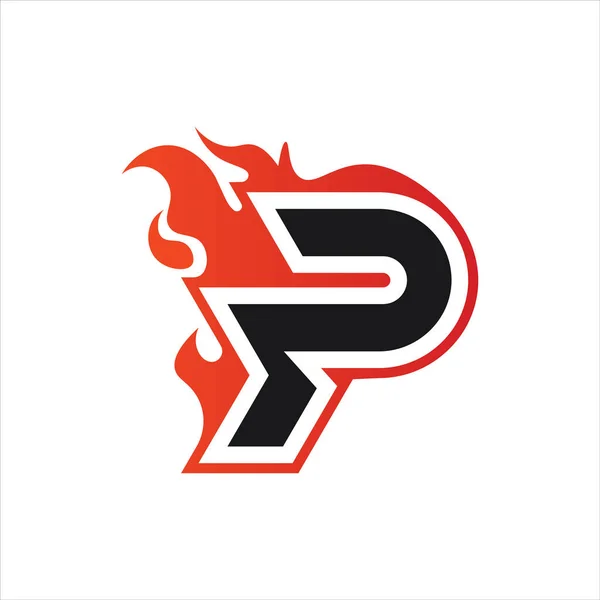 Logotipo Letra Envolto Com Elementos Fogo Feito Estilo Emblema —  Vetores de Stock