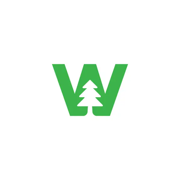 字母W与树的组合标识 — 图库矢量图片
