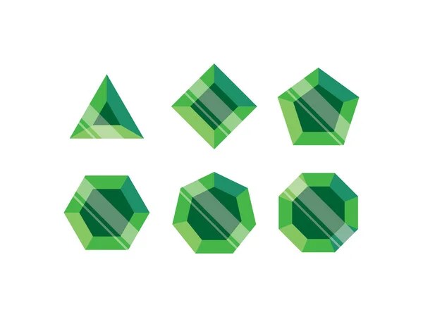 Verde Gema Vector Simple Plano Hecho Usando Formas Geométricas Básicas — Vector de stock