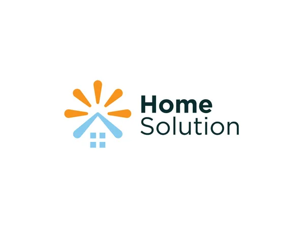 Logo Maison Avec Une Combinaison Simple Soleil Modifiable Facile Utiliser — Image vectorielle