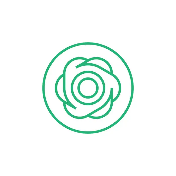 緑の花のシンボルのロゴ ラインアートのタッチとエンブレムとして円で抽象的に作られました 編まれたおよび習慣に容易 — ストックベクタ